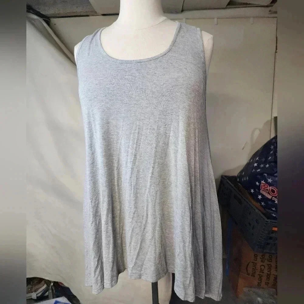 Lavanya Woman Back Zipper Heather Gray Sleeveless Plus Size 2X Top